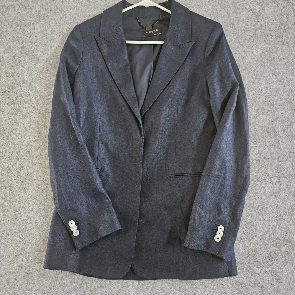 M&S Autograph Navy Irish Linen Blazer by Baird McNutt Small